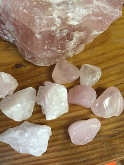 Tumbled and Rough Rose Quartz