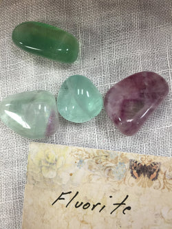 Purple and Green Mixed Tumbled Fluorite